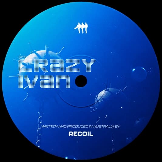 Crazy Ivan album artwork featuring a blue vinyl record with pixelated typography